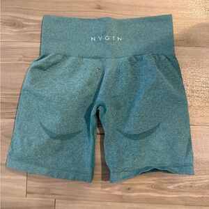 NVGTN Teal High-Waist Women’s Workout Shorts. Contour Seamless. Size: Small